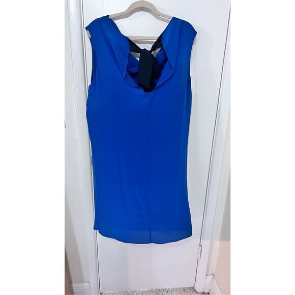GEREN FORD BLUE SLEEVELESS SCOOP NECK BLOUSE BACK TIE SIZE L SILK - Picture 5 of 10